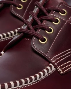 Lowell Leather Moc Toe Shoes in Cherry Red