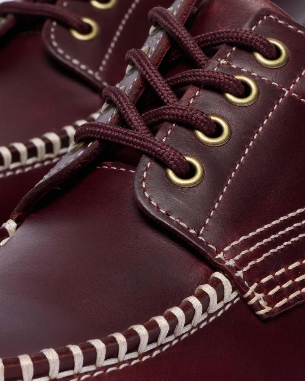 Lowell Leather Moc Toe Shoes in Cherry Red