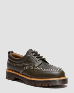 Lowell Wild Grain Leather Moc Toe Shoes in Dms Olive