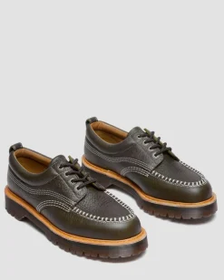 Lowell Wild Grain Leather Moc Toe Shoes in Dms Olive