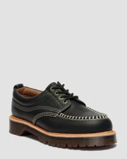 Lowell Wild Grain Leather Moc Toe Shoes in Black