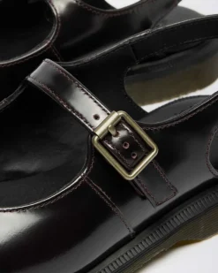 Madaline Mary Jane Rub Off Leather Sling Back Shoes in Cherry Red Arcadia
