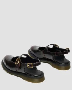 Madaline Mary Jane Rub Off Leather Sling Back Shoes in Cherry Red Arcadia