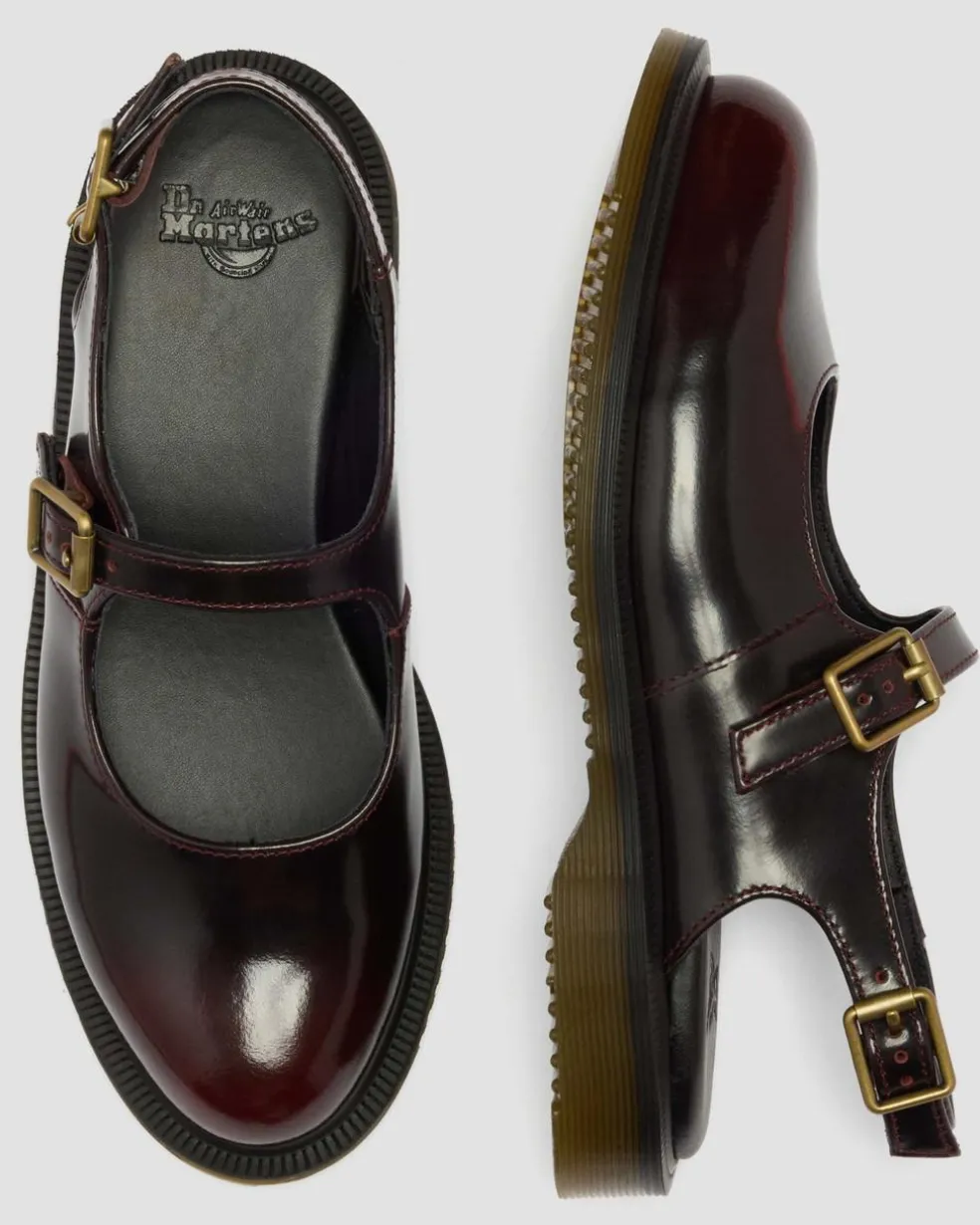 Madaline Mary Jane Rub Off Leather Sling Back Shoes in Cherry Red Arcadia