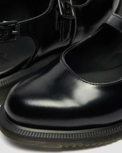 Madaline Mary Jane Smooth Leather Sling Back Shoes in Black