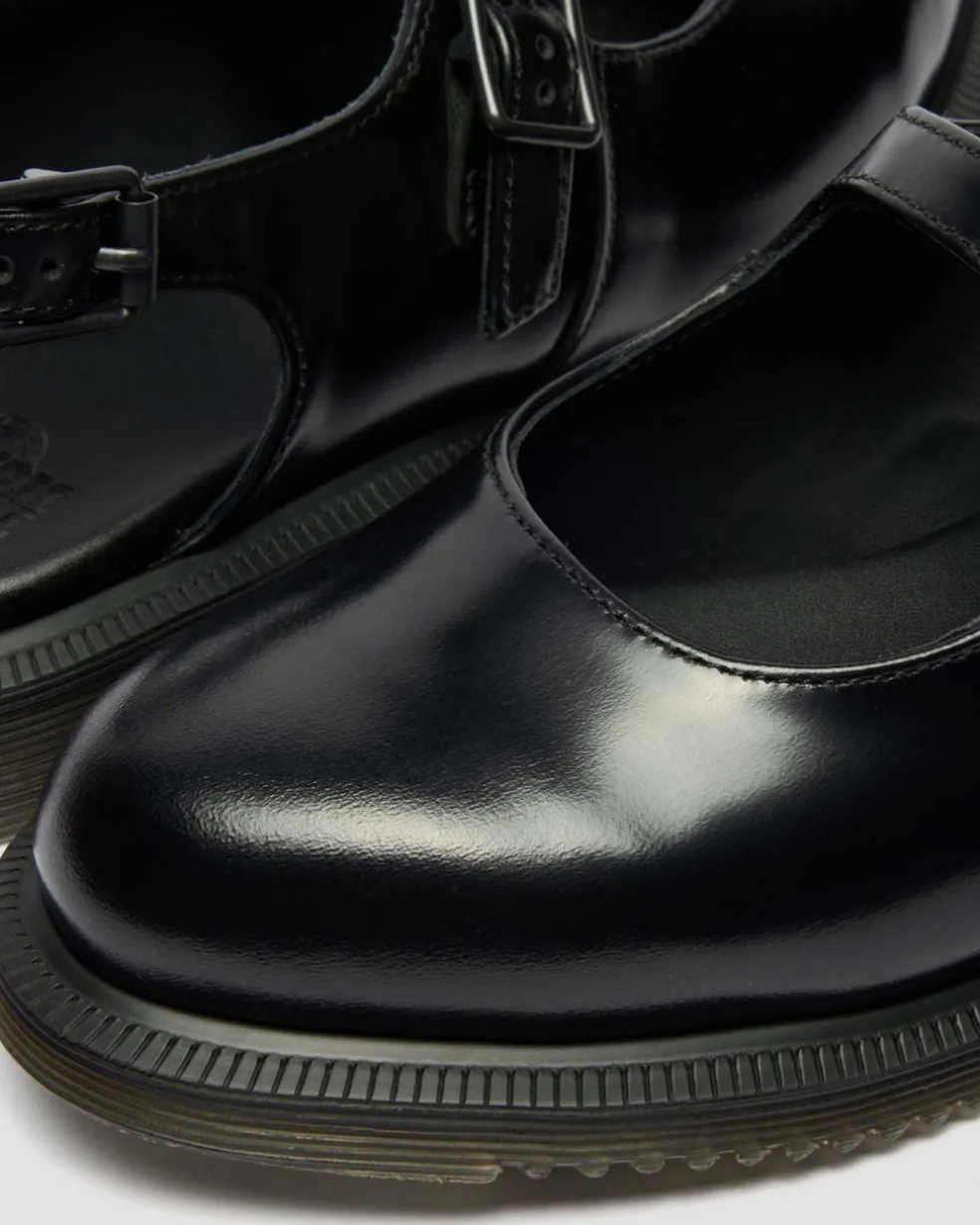 Madaline Mary Jane Smooth Leather Sling Back Shoes in Black
