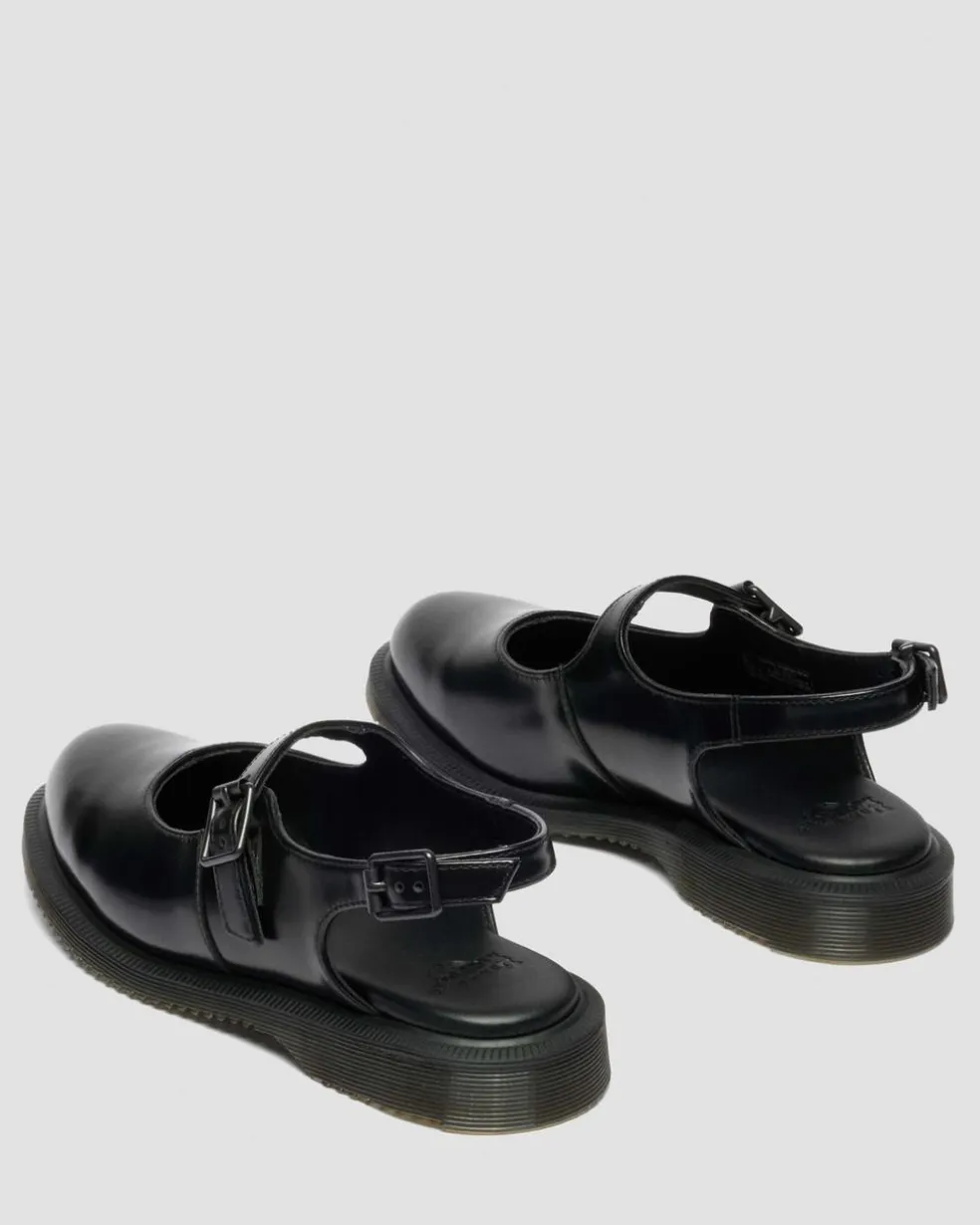 Madaline Mary Jane Smooth Leather Sling Back Shoes in Black