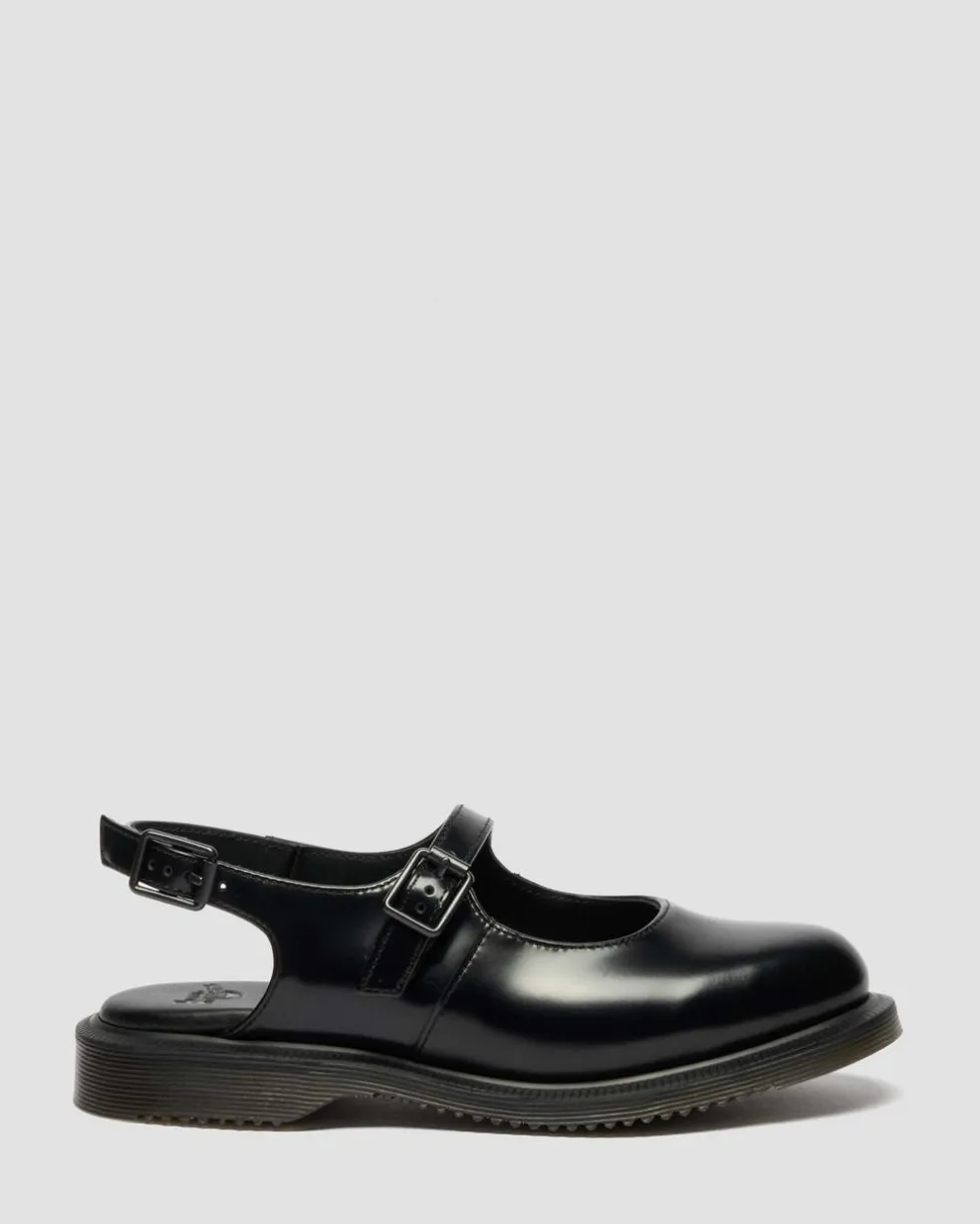 Madaline Mary Jane Smooth Leather Sling Back Shoes in Black