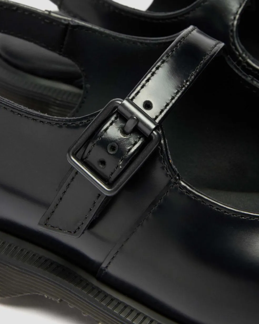 Madaline Mary Jane Smooth Leather Sling Back Shoes in Black