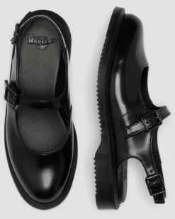 Madaline Mary Jane Smooth Leather Sling Back Shoes in Black
