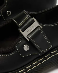 Mary Jane Bex Double Stitch Leather Shoes in Black