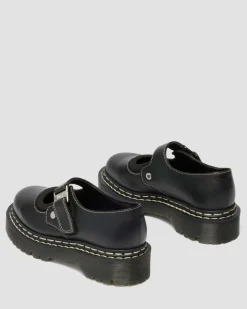 Mary Jane Bex Double Stitch Leather Shoes in Black