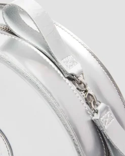 Metallic Round Backpack in Silver Metallic