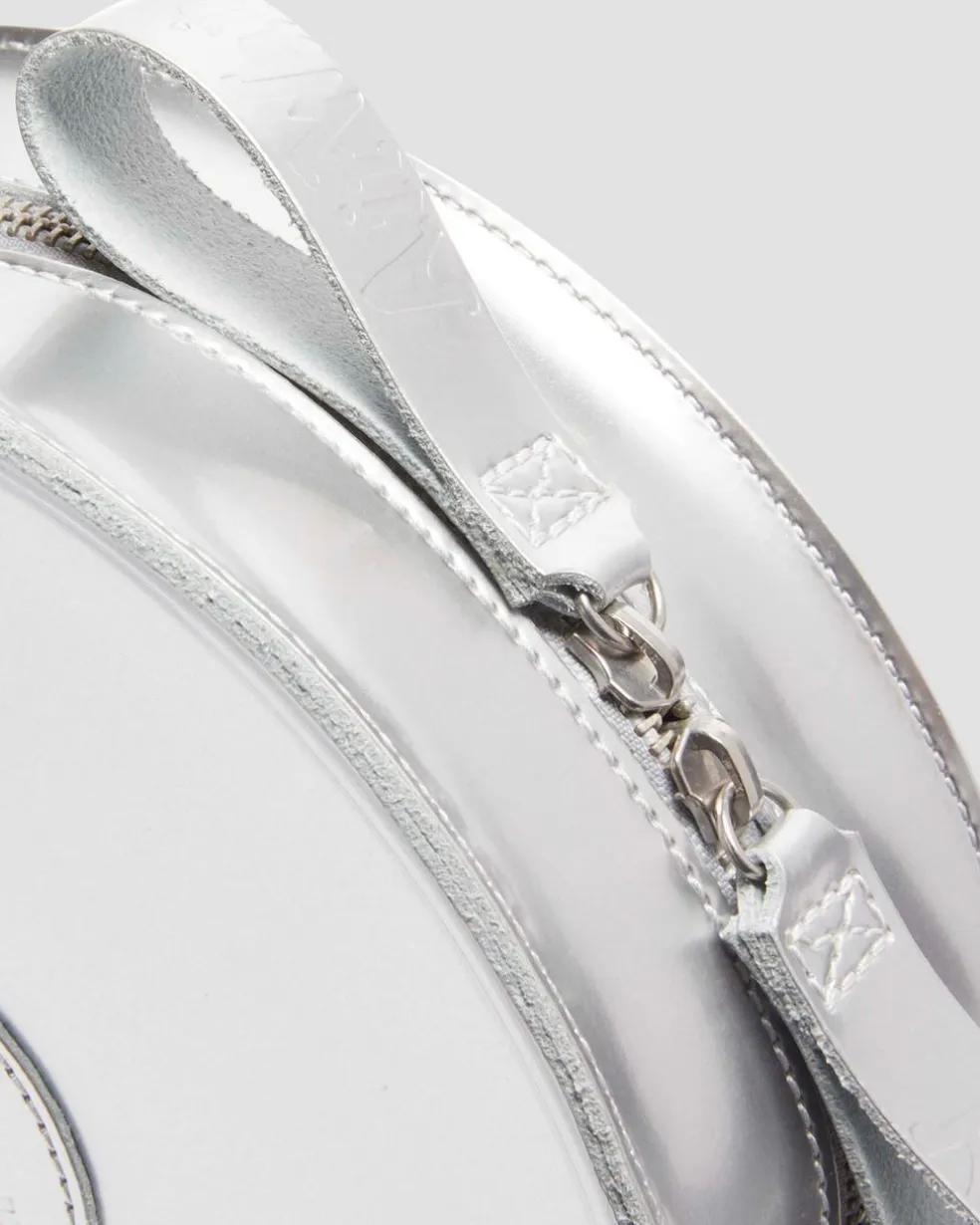 Metallic Round Backpack in Silver Metallic