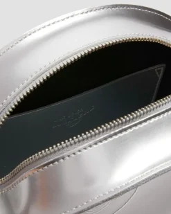Metallic Round Backpack in Silver Metallic