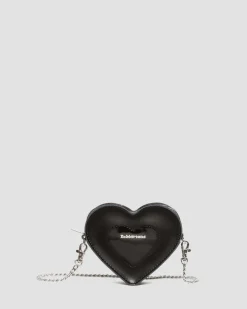 Mini Heart Shaped Kiev & Patent Leather Bag in Black