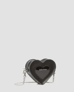 Mini Heart Shaped Kiev & Patent Leather Bag in Black