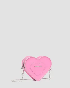 Mini Heart Shaped Leather Bag in Fondant Pink