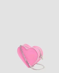 Mini Heart Shaped Leather Bag in Fondant Pink