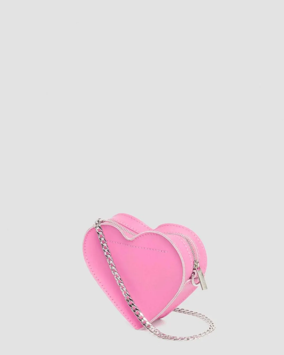 Mini Heart Shaped Leather Bag in Fondant Pink