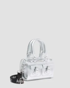 Mini Top Handle Bag Bag Silver Metallic Patent Lamper in Silver Metallic