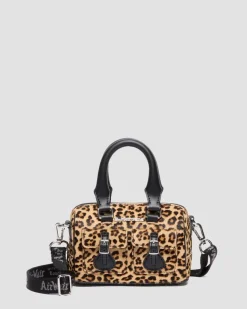 Mini Top Handle Leopard Print Bag in Black