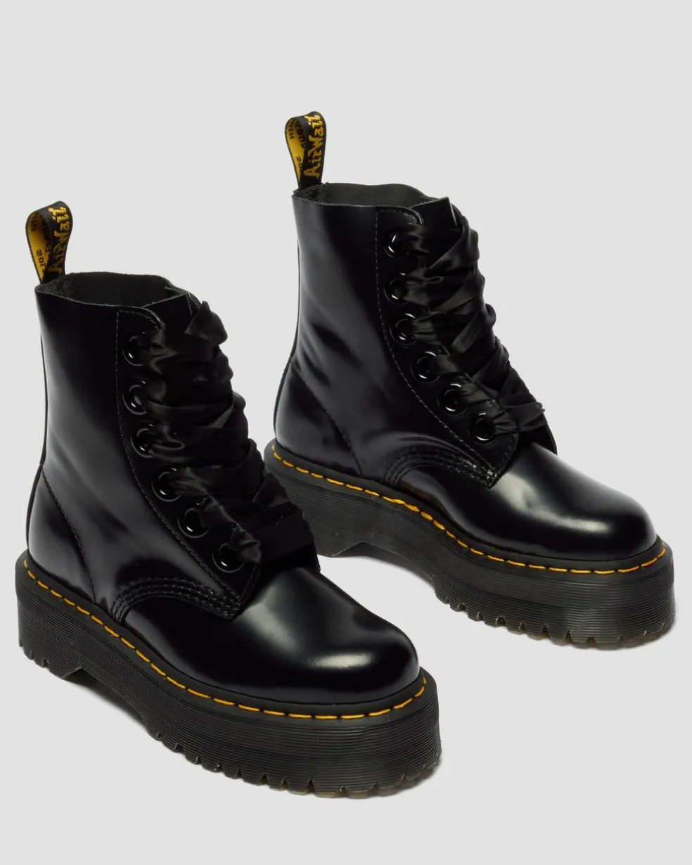 Molly Women's Leather Platform Boots in Black Buttero