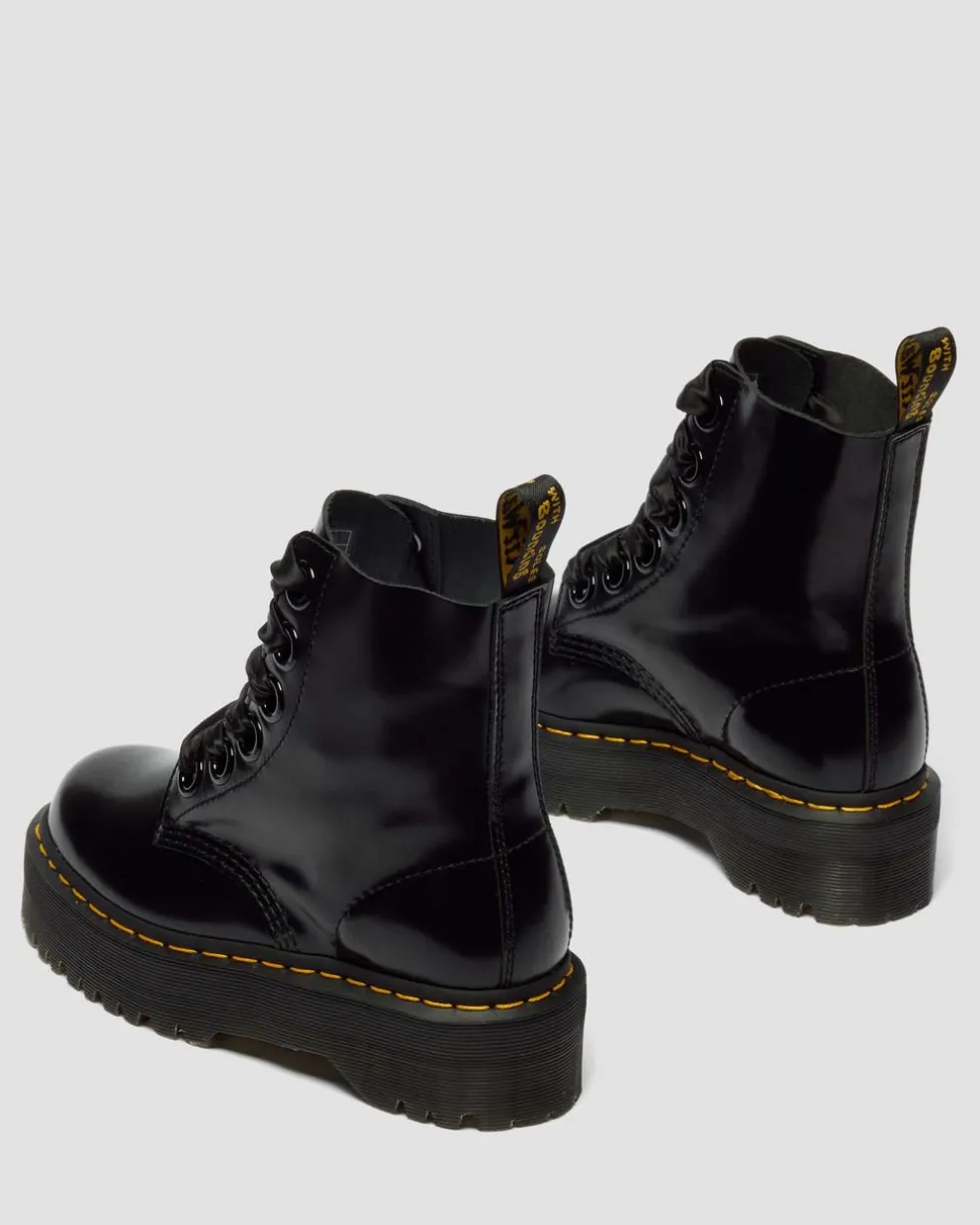 Molly Women's Leather Platform Boots in Black Buttero