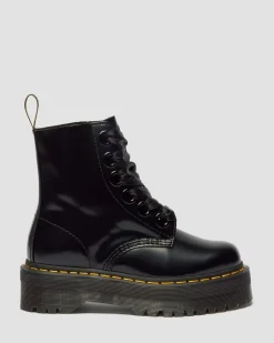 Molly Women's Leather Platform Boots in Black Buttero
