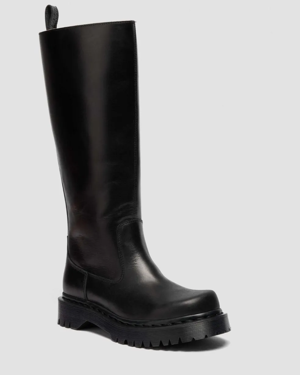 Rejena Hi Old Harness Leather Boots in Black