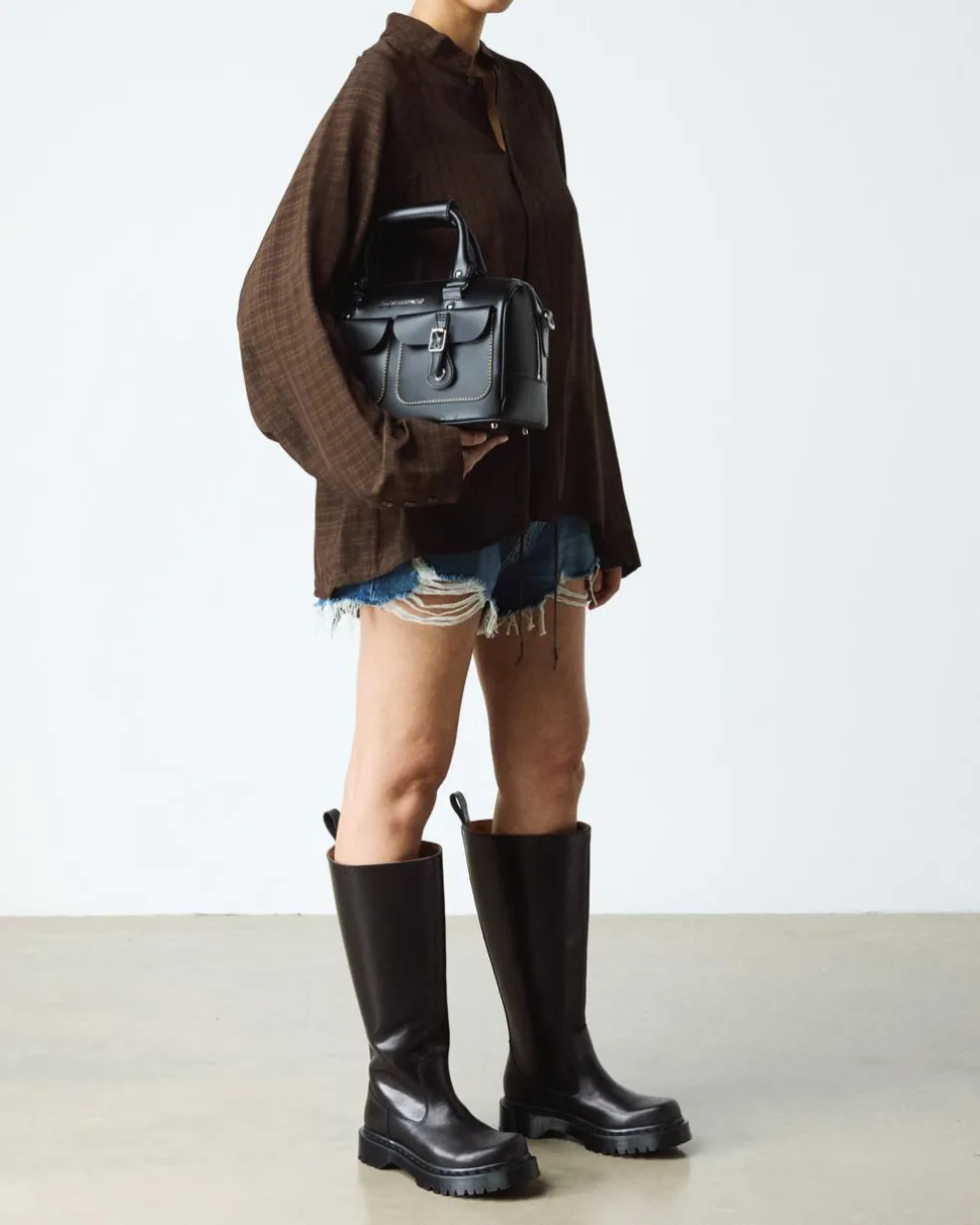 Rejena Hi Old Harness Leather Boots in Black