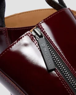 Rejena Lacquered Leather Boots in Cherry Red