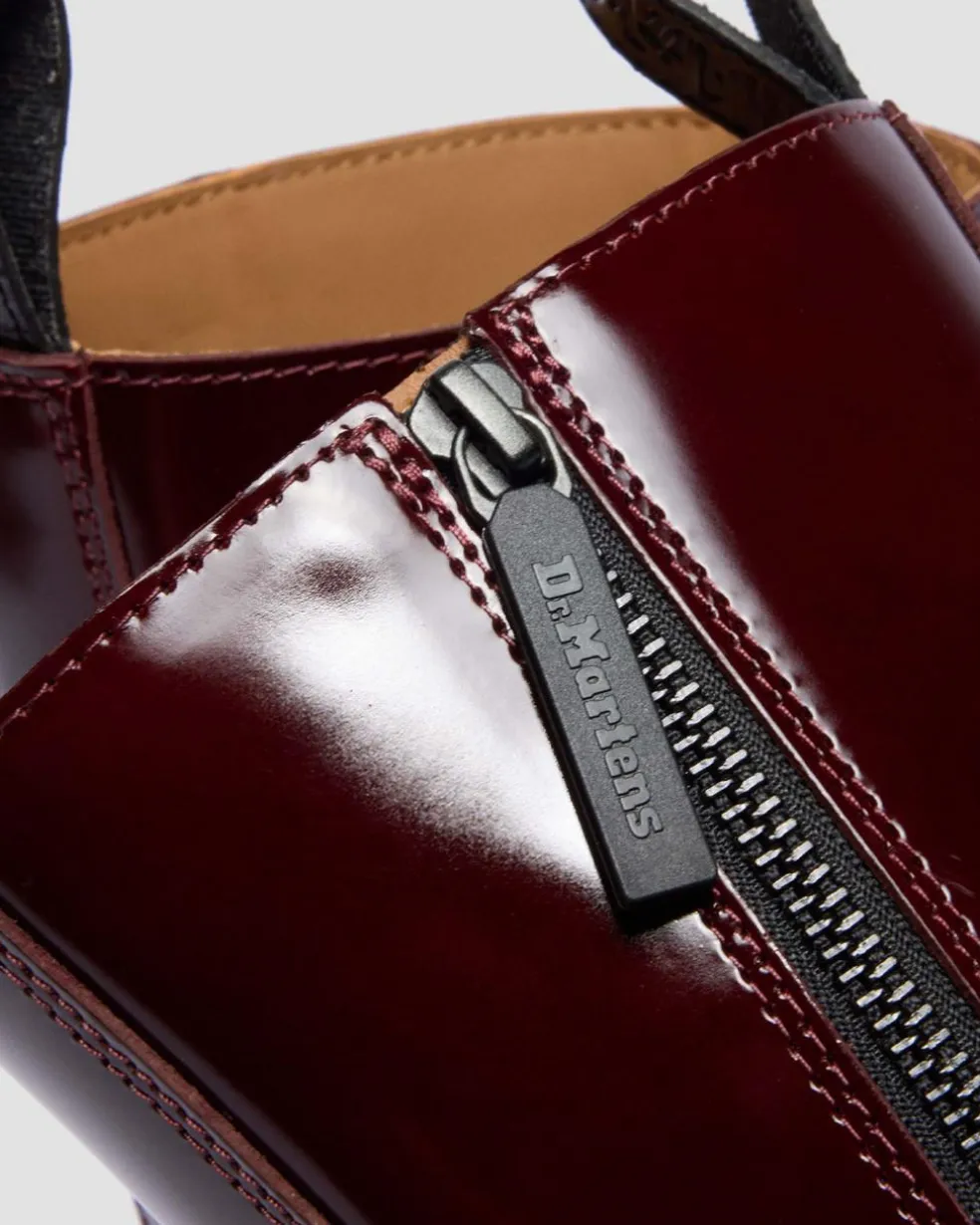 Rejena Lacquered Leather Boots in Cherry Red