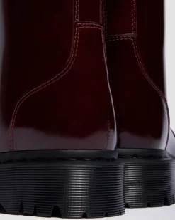 Rejena Lacquered Leather Boots in Cherry Red