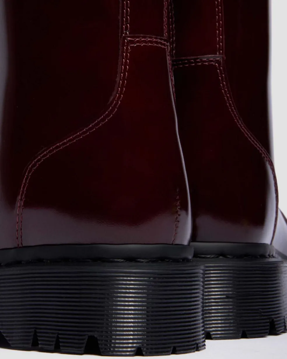 Rejena Lacquered Leather Boots in Cherry Red