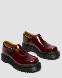 Rejena Mary Jane Lacquered Leather Shoes in Cherry Red