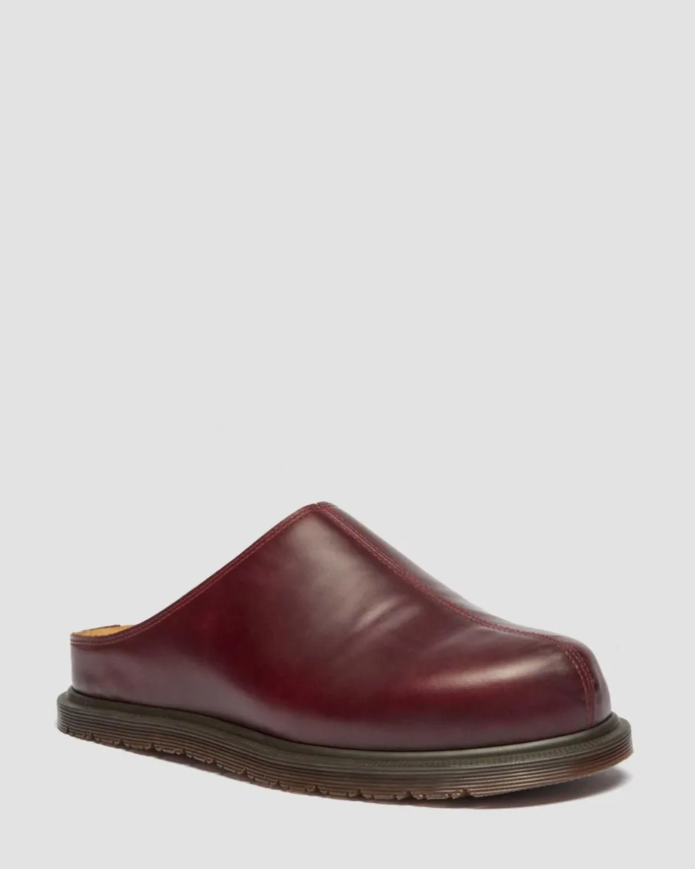 San Orleans Leather Mules in Cherry Red