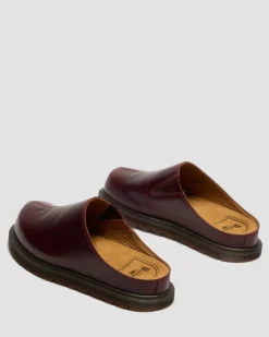 San Orleans Leather Mules in Cherry Red