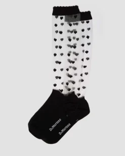 Short Heart Mesh Organic Cotton Blend Socks in Black