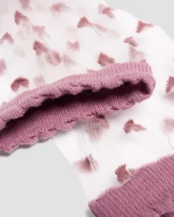 Short Heart Mesh Organic Cotton Blend Socks in Dusty Rose