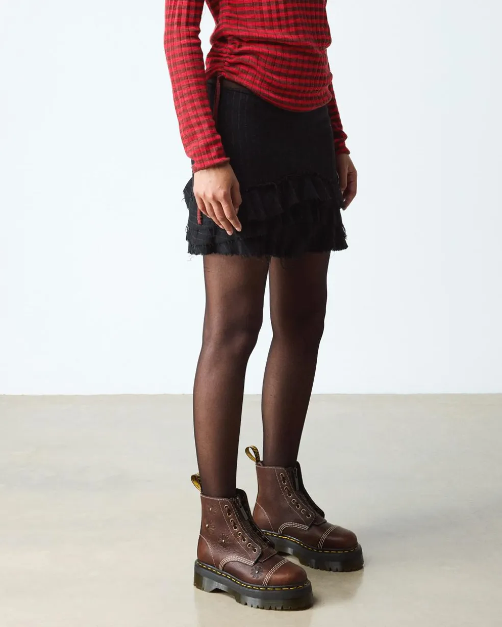 Sinclair Flower Grizzly Leather Platform Boots in Dark Brown