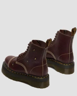 Sinclair Flower Grizzly Leather Platform Boots in Dark Brown