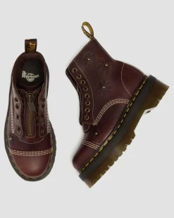 Sinclair Flower Grizzly Leather Platform Boots in Dark Brown