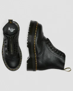 Sinclair Milled Nappa Leather Platform Boots in Black Milled Nappa