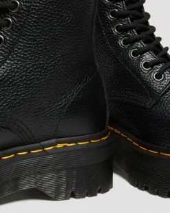 Sinclair Milled Nappa Leather Platform Boots in Black Milled Nappa
