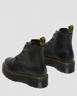 Sinclair Milled Nappa Leather Platform Boots in Black Milled Nappa