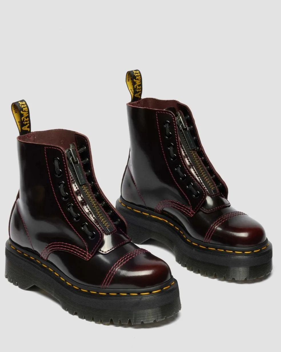 Sinclair Women's Arcadia Leather Platform Boots in Cherry Red Arcadia