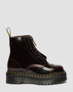 Sinclair Women's Arcadia Leather Platform Boots in Cherry Red Arcadia