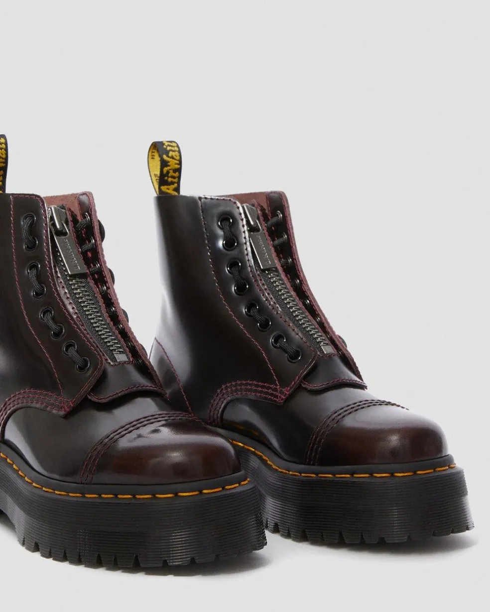 Sinclair Women's Arcadia Leather Platform Boots in Cherry Red Arcadia