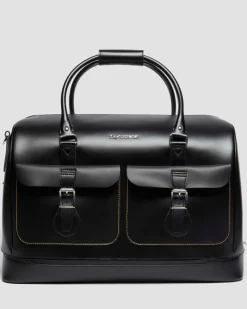 Smooth Leather Weekender Bag in Black